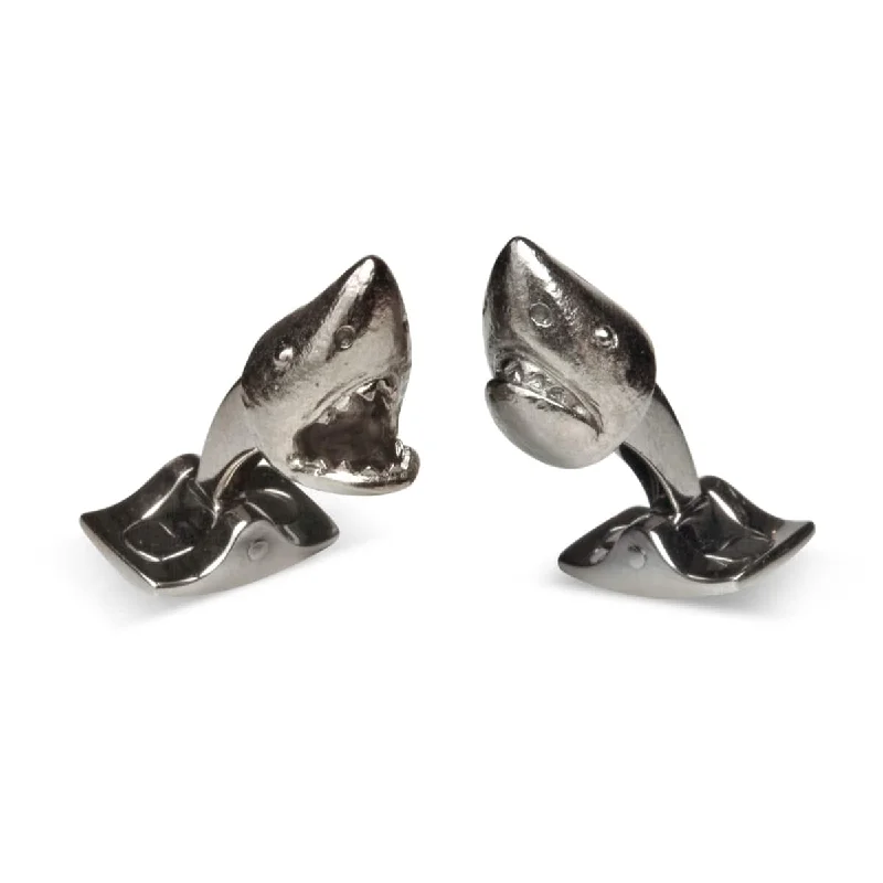 Best cufflinks for groomsmen with matching sets for a cohesive wedding look-Deakin & Francis Shark Head Cufflinks