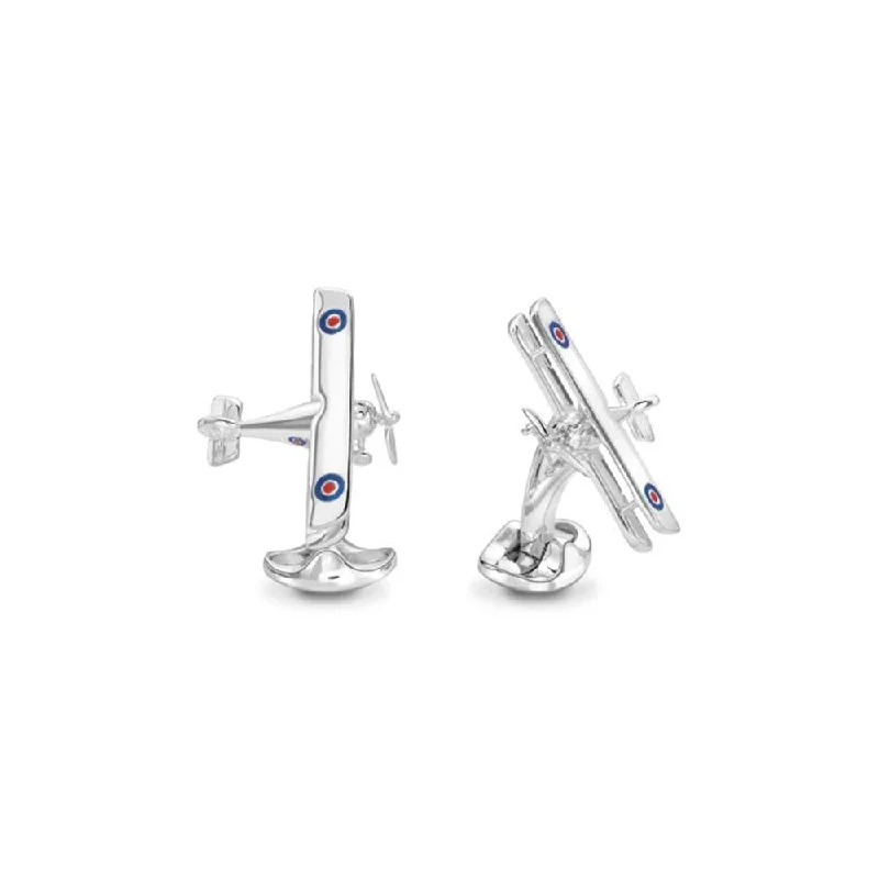 Personalized cufflinks with engravings for a thoughtful and custom gift idea-DEAKIN & FRANCIS Sterling Spitfire Cufflinks