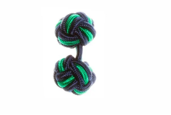 Best cufflinks with polished titanium for a modern, sleek design-Navy Blue & Green Cuffknots