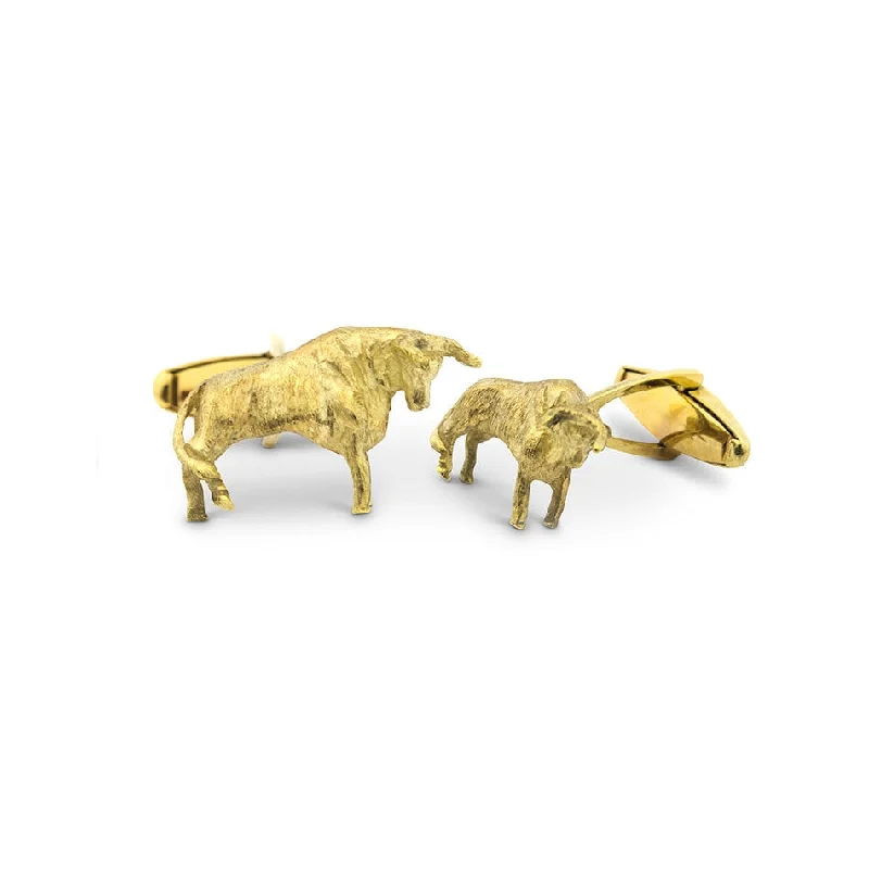 Cufflinks with classic striped patterns for a clean and elegant finish-18K Yellow Gold Bull Bear Cufflink Bespoke