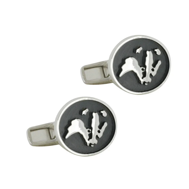 Best cufflinks with etched floral patterns for an elegant and sophisticated design-Wild Life Trust Collection Oval Cuff Links Badger Sterling Silver