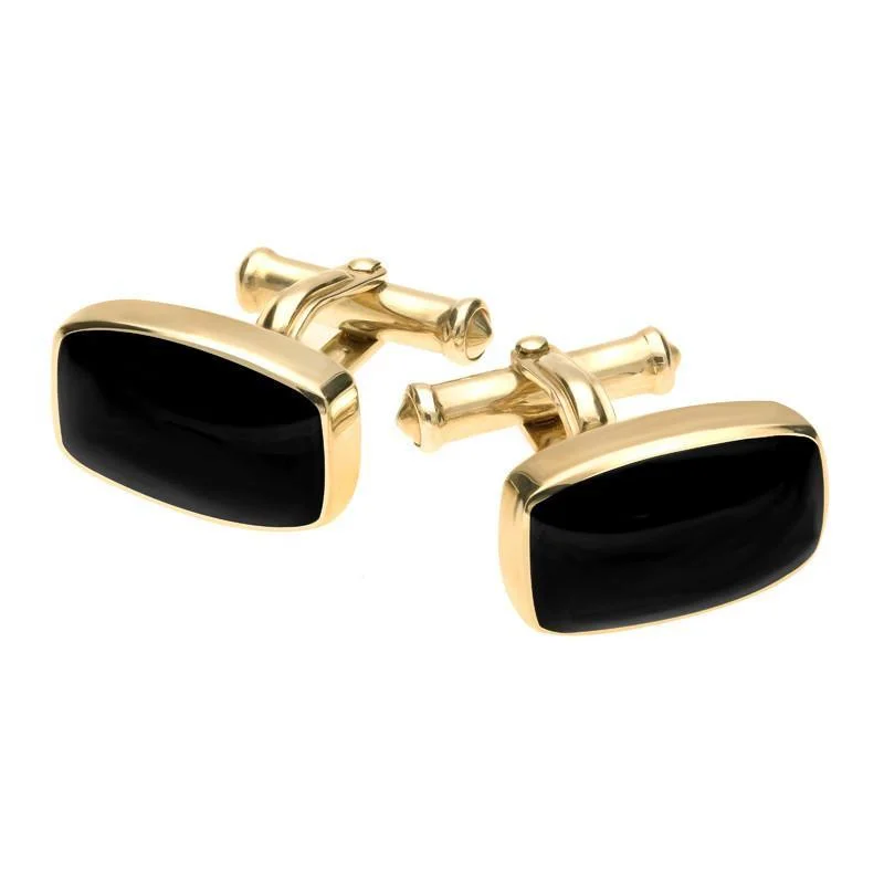 Best cufflinks with spherical designs for a playful and stylish twist-9ct Yellow Gold Whitby Jet Barrel Cufflinks