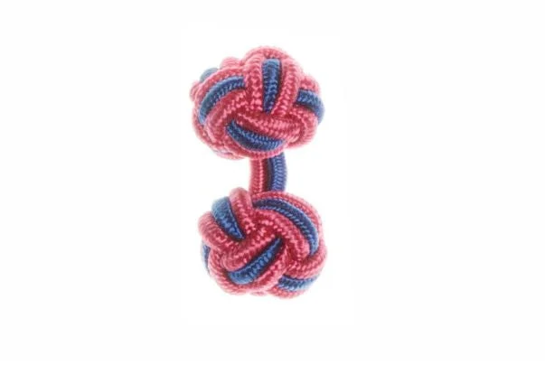 Classic cufflinks with simple round shapes for an elegant and versatile accessory-Fuchsia Pink & Royal Blue Cuffknots