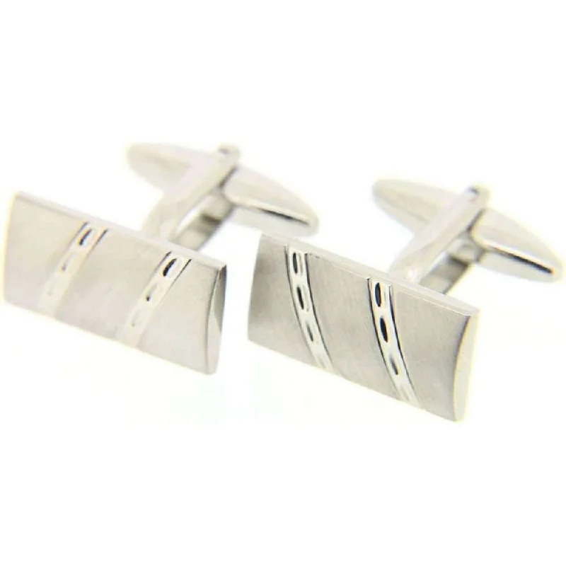 Best cufflinks for formal shirts with refined designs and premium materials-Silver Rectangle Engraved Cufflinks