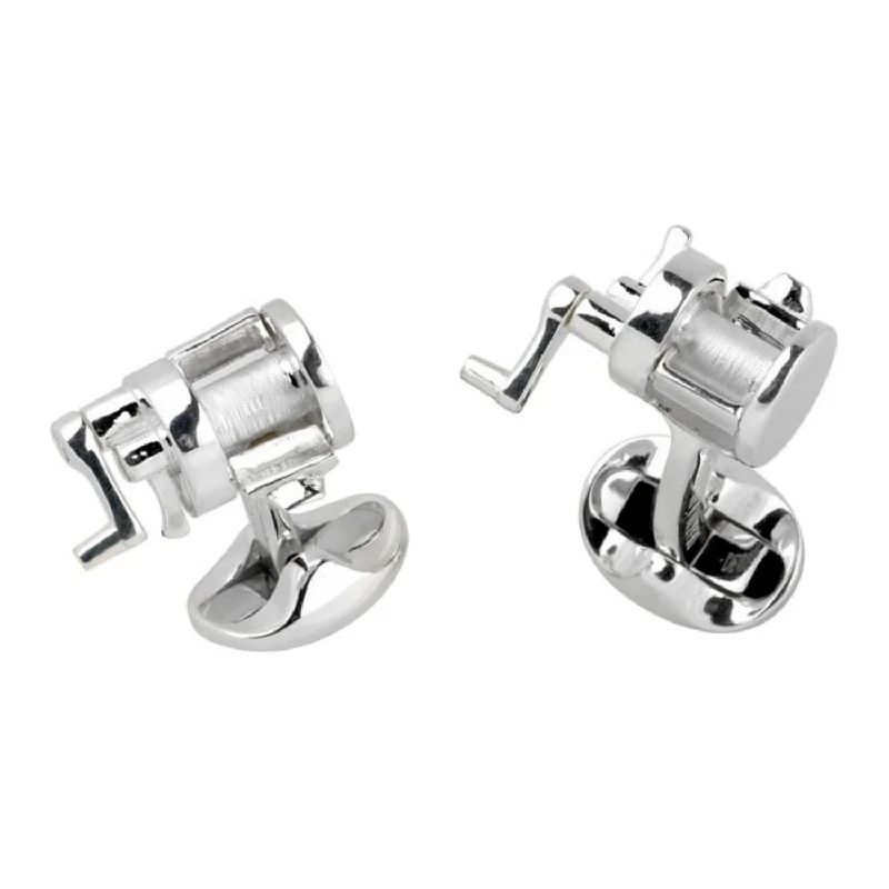 Best cufflinks with geometric shapes for a modern and artistic touch-Deakin & Francis Sterling Silver Deep Sea Fishing Reel Cufflinks