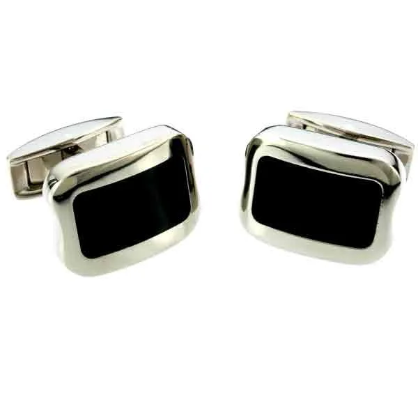 Best cufflinks with gemstone and metal inlays for a colorful and eye-catching design-Titanium & Black Square Cufflinks