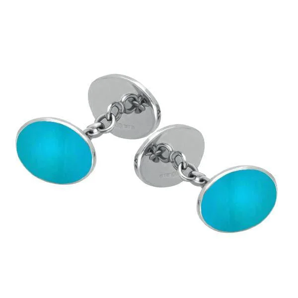 Best cufflinks with vintage cufflinks box for a complete and elegant gift set-Sterling Silver Turquoise Four Stone Chain Cufflinks