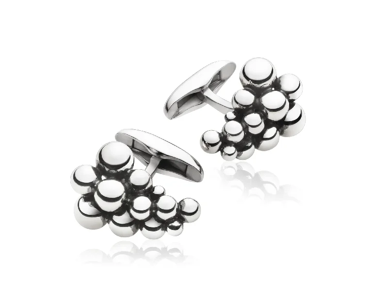 Cufflinks with celestial motifs for a cosmic and mystical fashion statement-Georg Jensen Moonlight Grapes Sterling Silver Cufflinks D