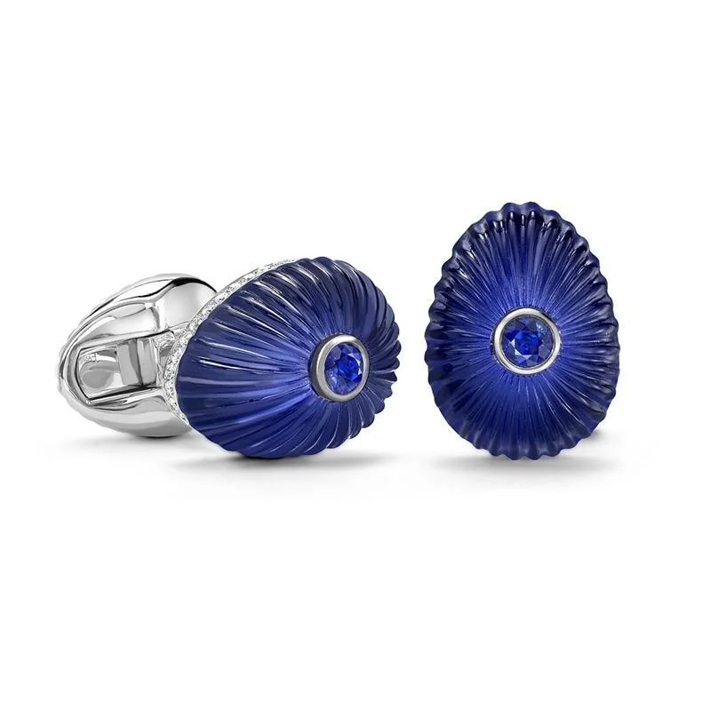 Cufflinks with custom logos for a branded and professional look-Faberge Heritage Grigori 18ct White Gold Sapphire  Crystal Lapis Cufflinks