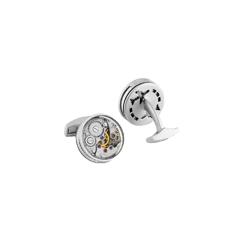 Cufflinks with engraved quotes for a personalized and meaningful touch-Tateossian Slim Skeleton Round Gear cufflinks with matte rhodium finish