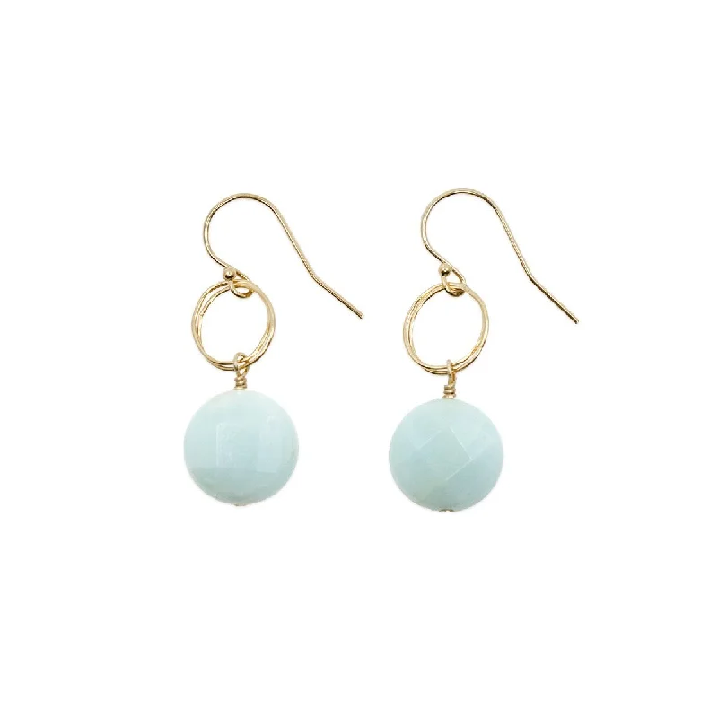 Drop Earrings with Chevron Designs -Amazonite Circle Drop Earrings