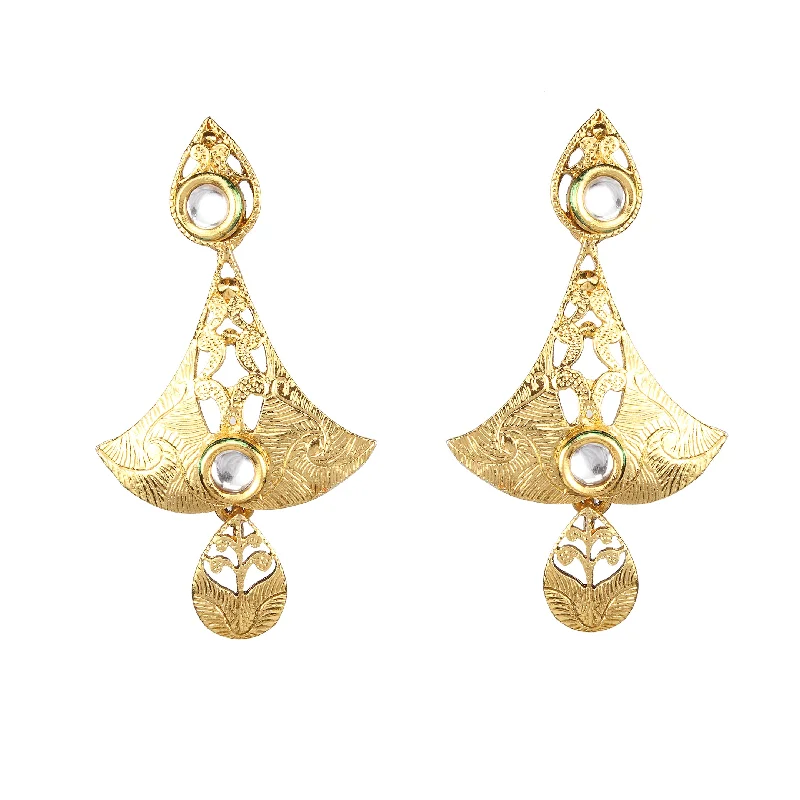 Maximalist Drop Earrings for Bling -Amina Creation Gold Plated Dangler Earrings