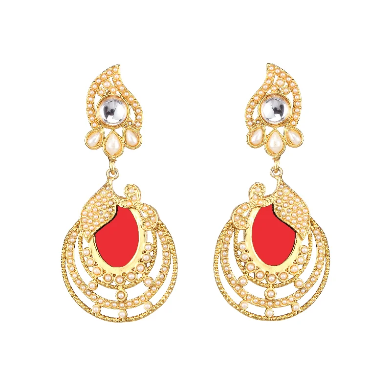 Contemporary Drop Earrings for Fashion -Amina Creation Gold Plated Dangler Earrings