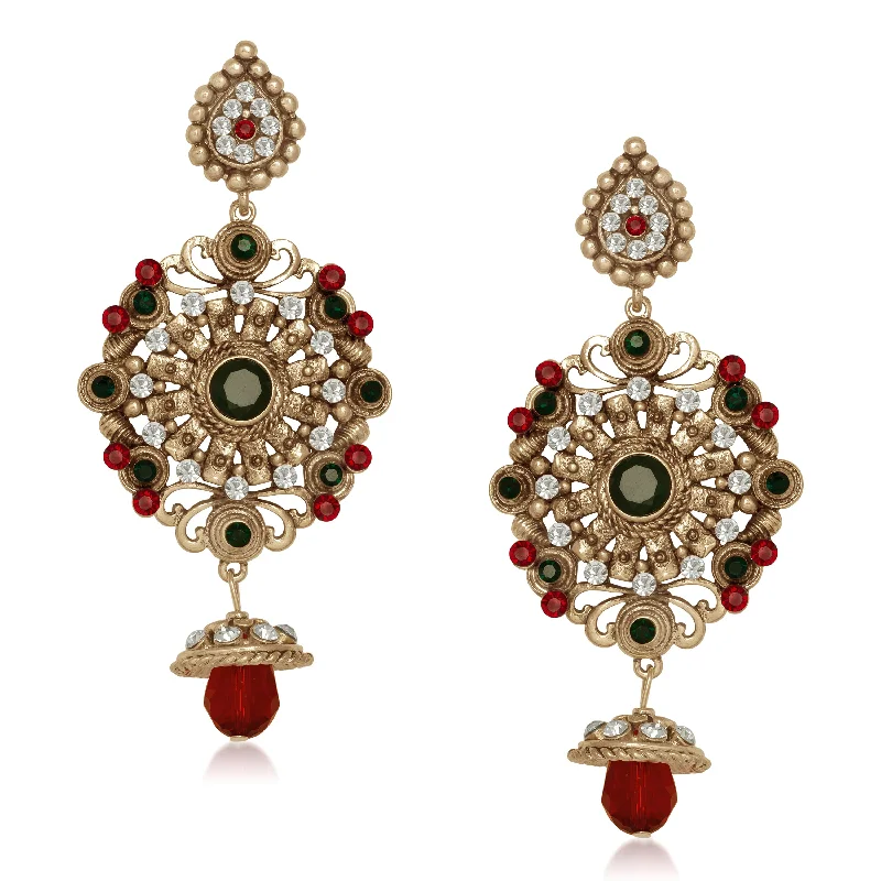 Floral Drop Earrings with Petals -Amina Creation Gold Plated Dangler Earrings