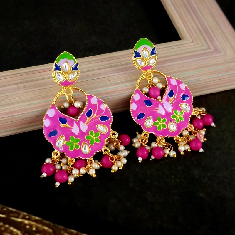 Short Drop Earrings for Subtle -Amina Creation Gold Plated Meenakari Dangler Earrings