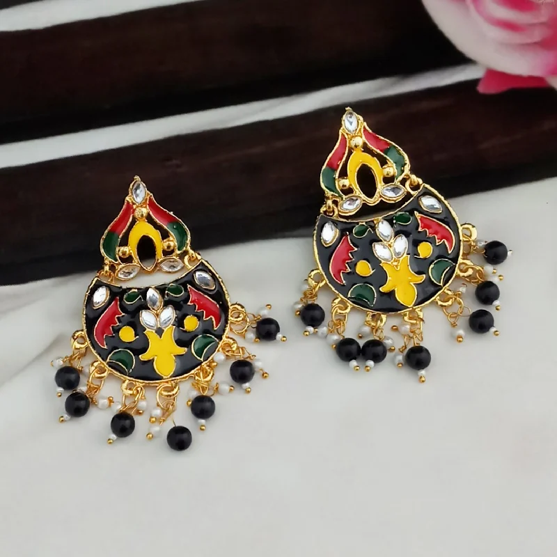 Diamond Drop Earrings for Luxury -Amina Creation Gold Plated Meenakari Dangler Earrings