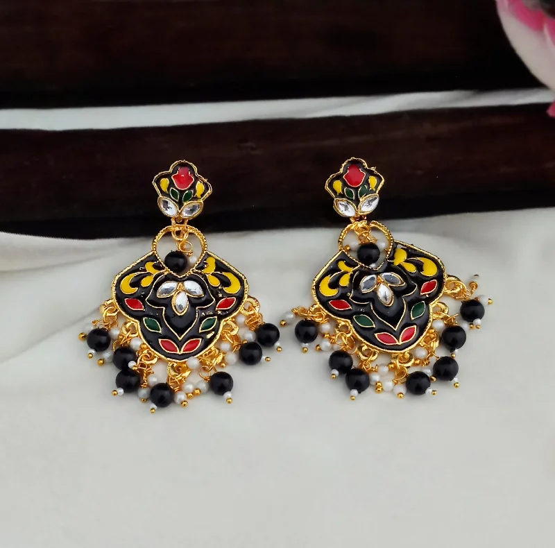 Large Drop Earrings for Statement -Amina Creation Gold Plated Meenakari Dangler Earrings