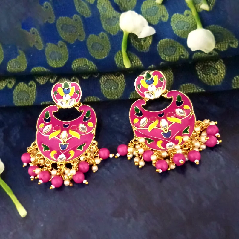 Small Drop Earrings for Delicate -Amina Creation Gold Plated Meenakari Dangler Earrings