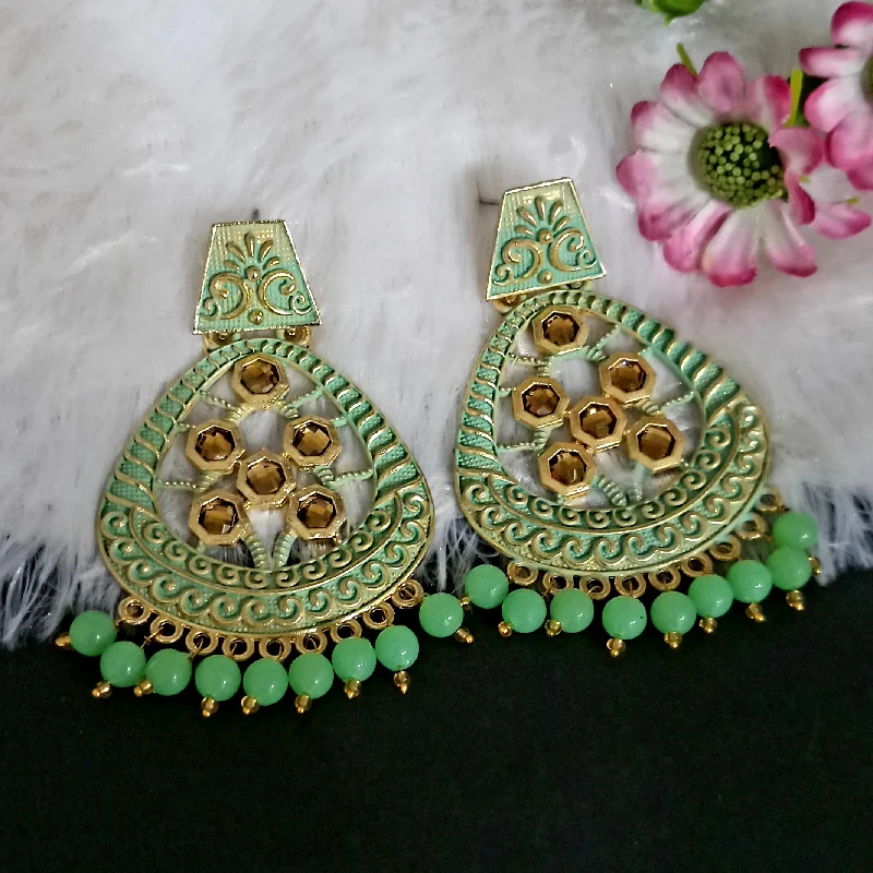 Drop Earrings for Festival Style -Amina Creation Gold Plated Meenakari Dangler Earrings Assorted Color