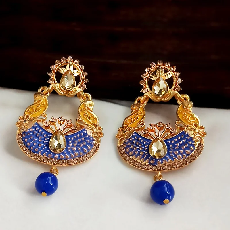 Drop Earrings for Anniversary -Amina Creation Gold Plated Meenakari Dangler Earrings Assorted Color