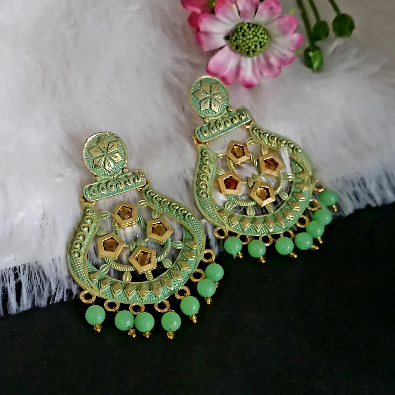 Drop Earrings for Evening Gown -Amina Creation Gold Plated Meenakari Dangler Earrings Assorted Color