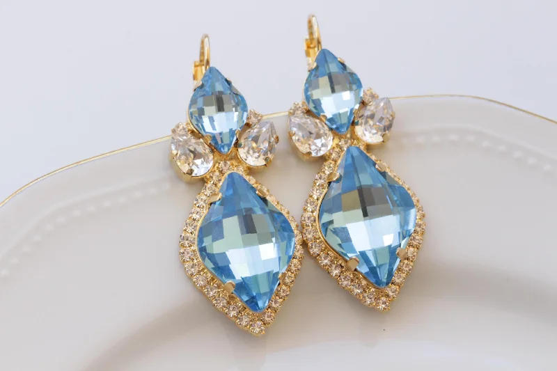 Drop Earrings with Knot Designs -AQUAMARINE DROP EARRINGS