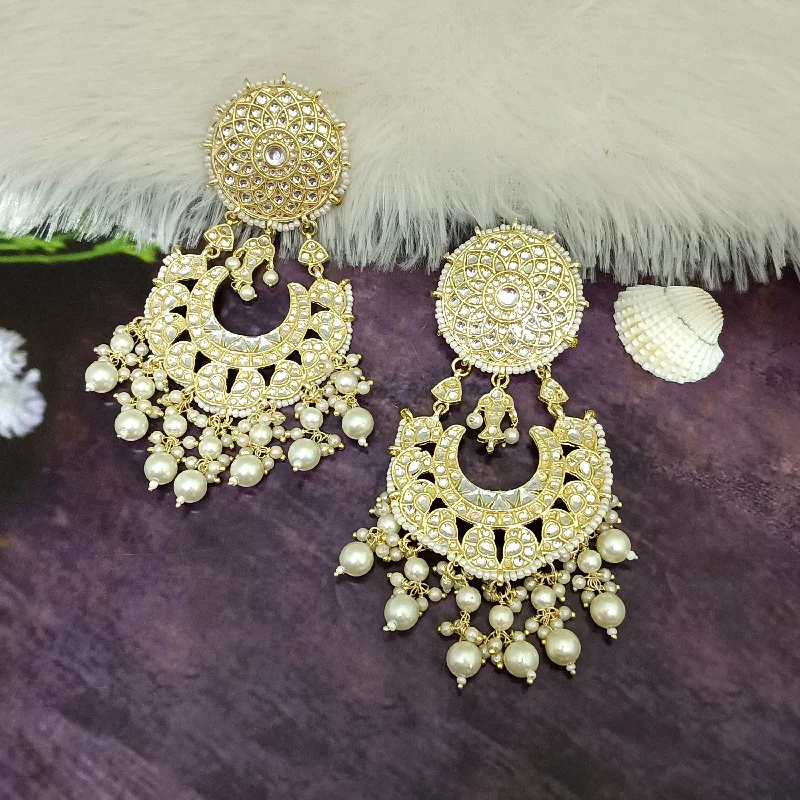 Crystal Drop Earrings for Sparkle -Bhavi Jewels Gold Plated Kundan Dangler Earrings