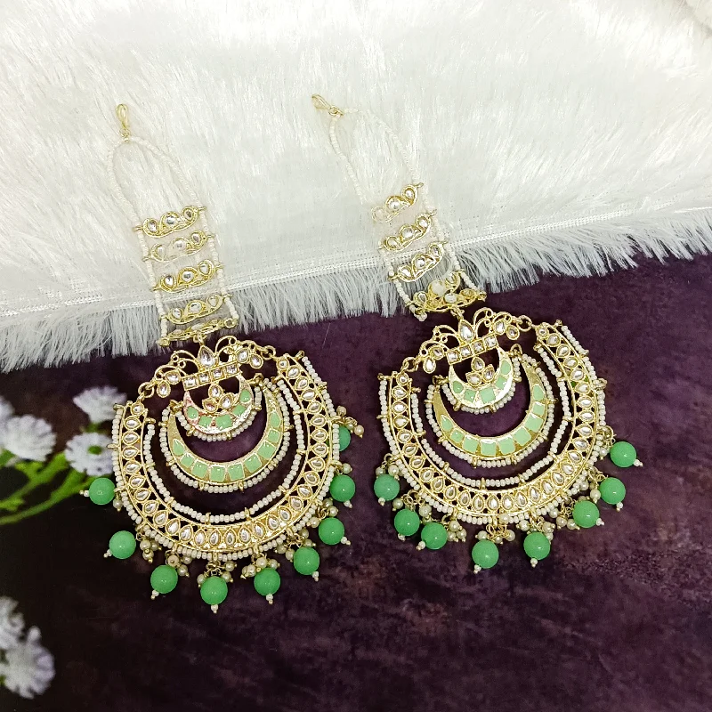 Gemstone Drop Earrings for Color -Bhavi Jewels Gold Plated Kundan Dangler Earrings