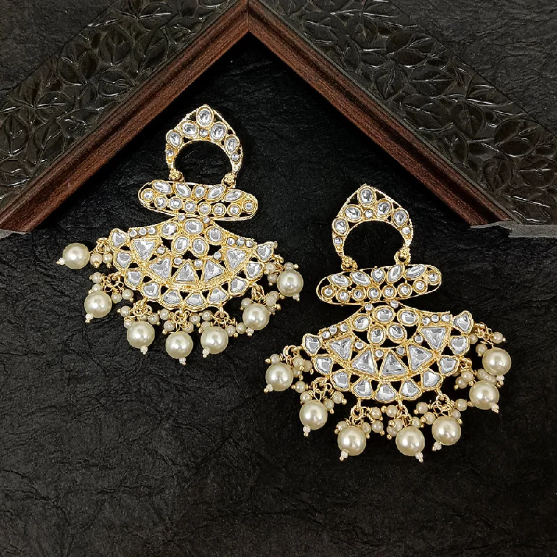 Drop Earrings with Abstract Designs -Bhavi Jewels Gold Plated Kundan Stone Dangler Earrings