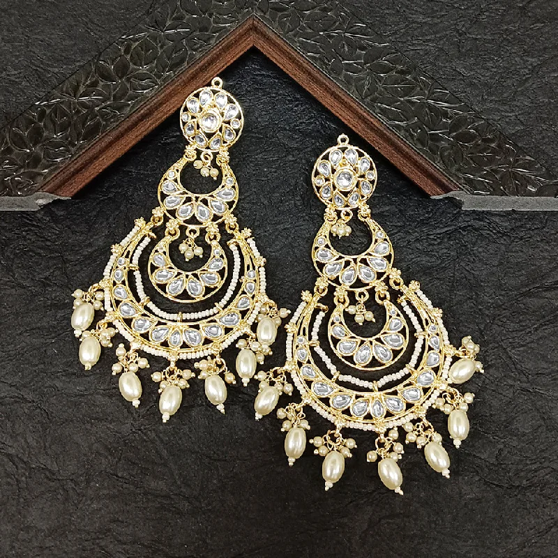 Drop Earrings for Fitness Activities -Bhavi Jewels Gold Plated Kundan Stone Dangler Earrings