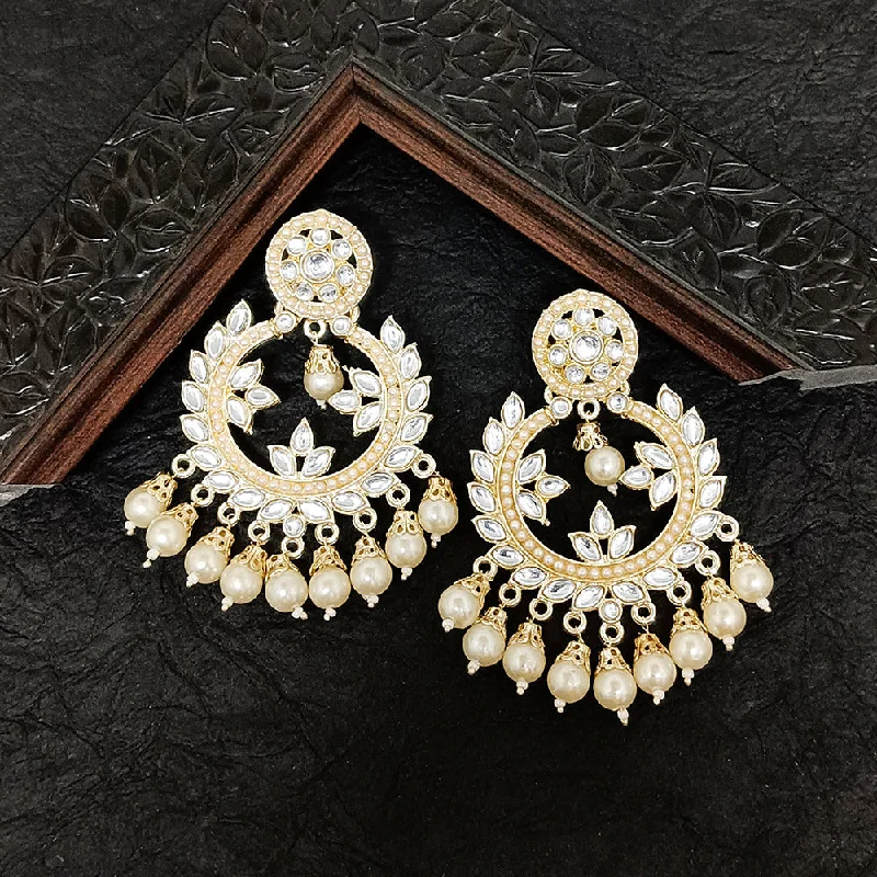 Drop Earrings for Shopping Trip -Bhavi Jewels Gold Plated Kundan Stone Dangler Earrings