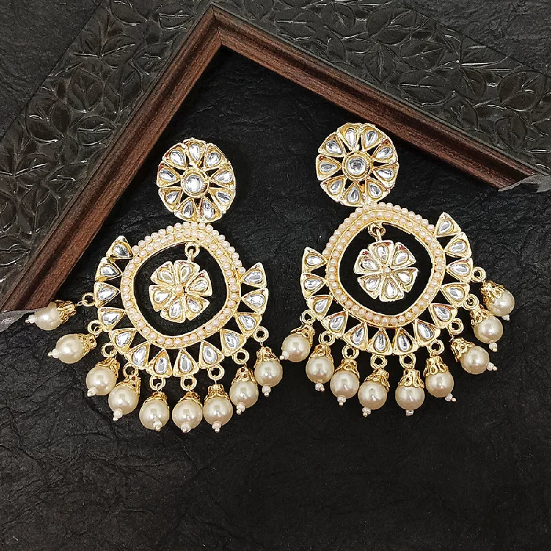 Drop Earrings for Concert Look -Bhavi Jewels Gold Plated Kundan Stone Dangler Earrings