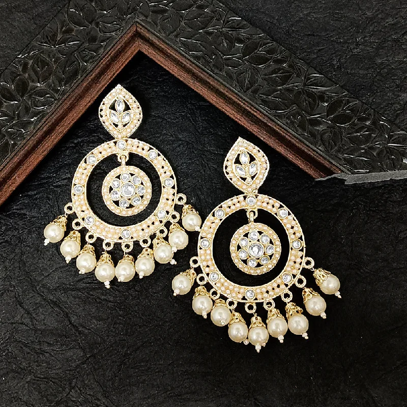 Drop Earrings for Festival Style -Bhavi Jewels Gold Plated Kundan Stone Dangler Earrings