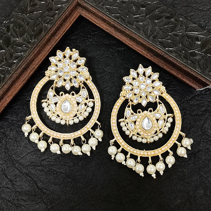 Drop Earrings for Beach Outfit -Bhavi Jewels Gold Plated Kundan Stone Dangler Earrings