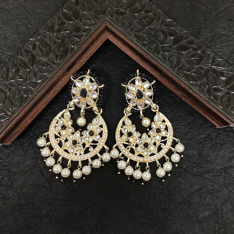 Drop Earrings for Formal Attire -Bhavi Jewels Gold Plated Kundan Stone Dangler Earrings