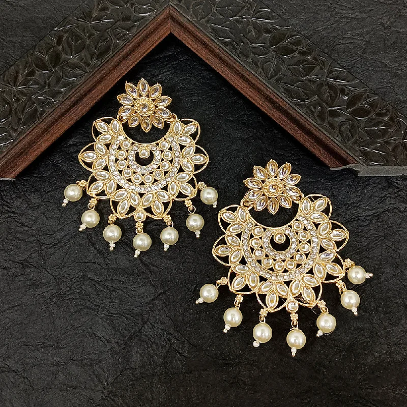 Drop Earrings for Birthday Celebration -Bhavi Jewels Gold Plated Kundan Stone Dangler Earrings