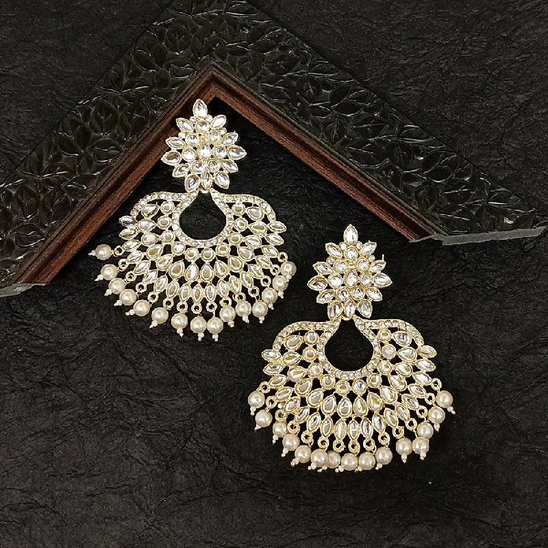 Drop Earrings for Anniversary -Bhavi Jewels Gold Plated Kundan Stone Dangler Earrings