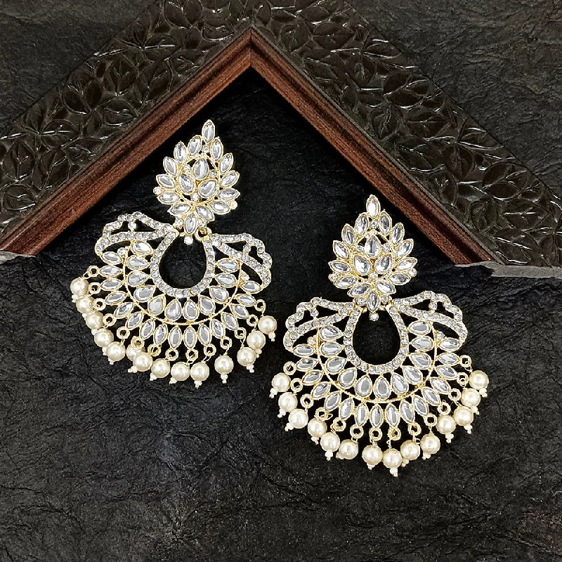 Drop Earrings for Christmas Party -Bhavi Jewels Gold Plated Kundan Stone Dangler Earrings