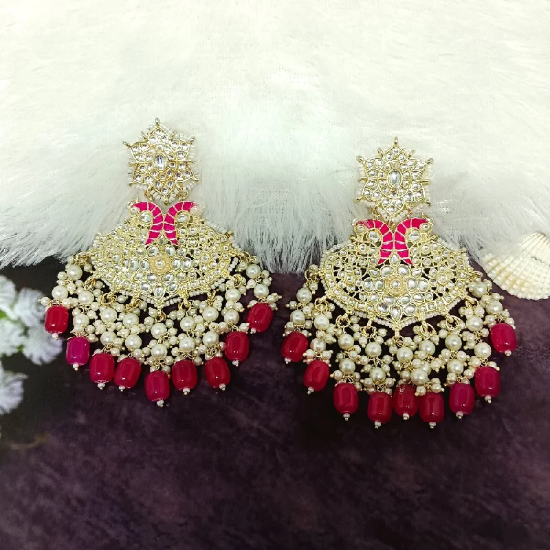 Large Drop Earrings for Statement -Bhavi Jewels Gold Plated Kundan Stone Dangler Earrings