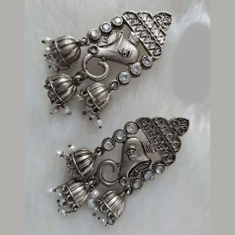 Drop Earrings for Fitness Activities -Bhavi Jewels Oxidized Plated Ganesha Dangler Earrings