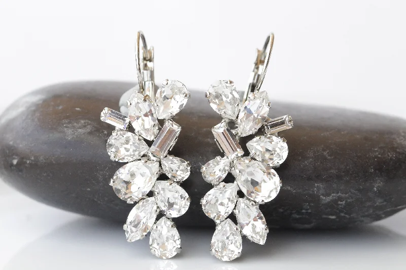 Drop Earrings with Crown Designs -CRYSTAL DROP EARRINGS