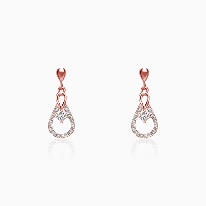 Gold Drop Earrings for Women -Rose Gold Zircon Drop Earrings