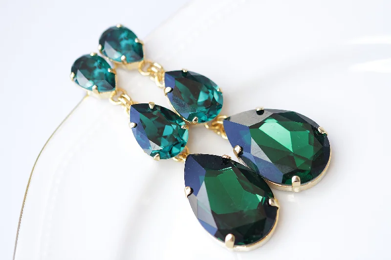 Star Shaped Drop Earrings for Charm -EMERALD DROP EARRINGS