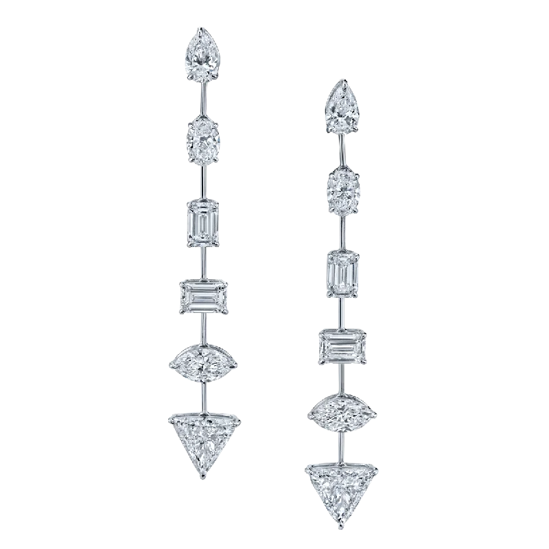 Long Drop Earrings for Dramatic -Mixed Shape Drop Earrings