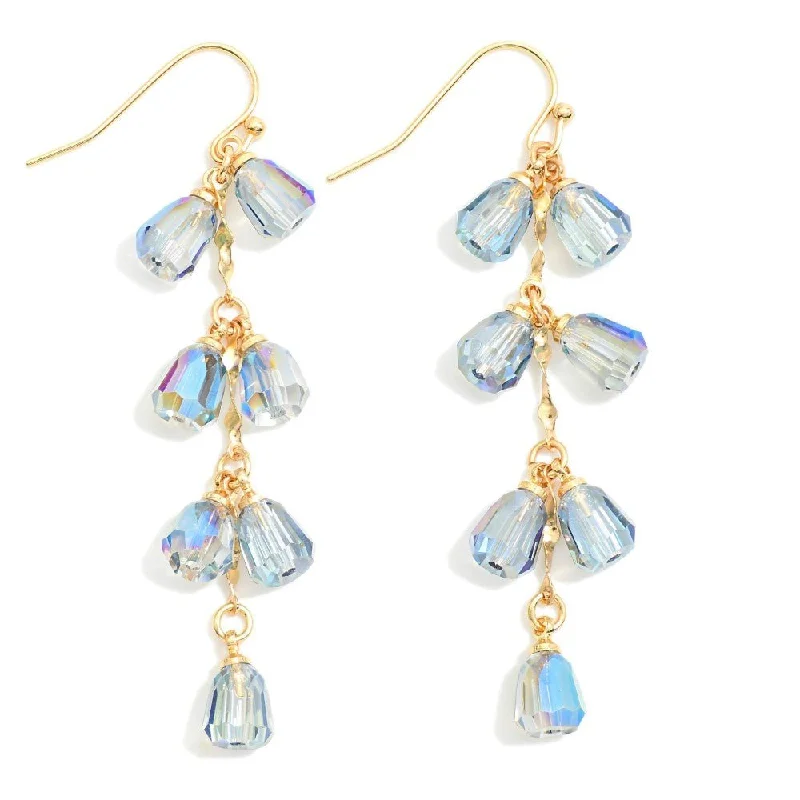 Small Drop Earrings for Delicate -Crystal Waterfall Drop Earrings with 14k Gold-Fill Earwire