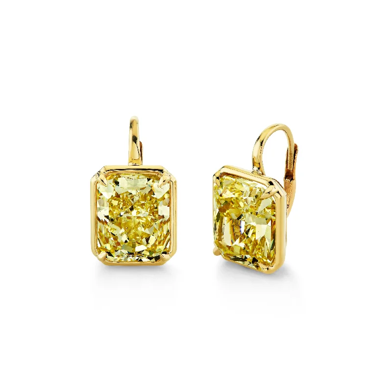 Drop Earrings with Symbolic Elements -Fancy Yellow Diamond Drop Earrings