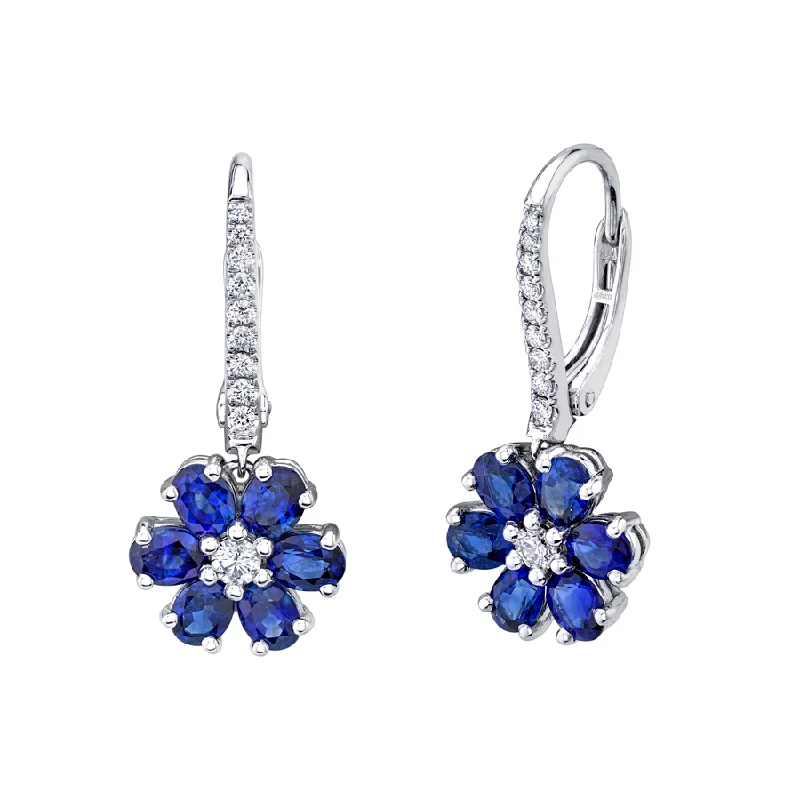 Drop Earrings for Engagement Party -Floret Sapphire Drop Earrings