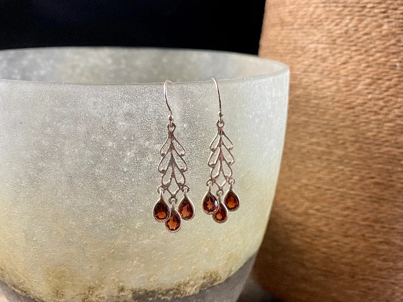 Retro Drop Earrings for Nostalgia -Garnet or Peridot Drop Earrings