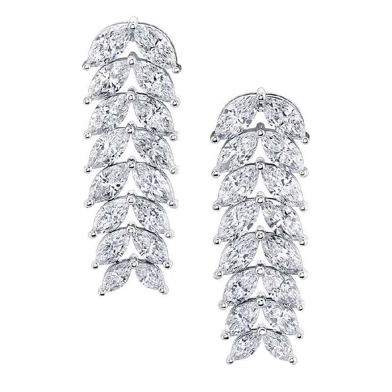 Push Back Drop Earrings for Convenience -GRADUATED MARQUISE DROP EARRINGS