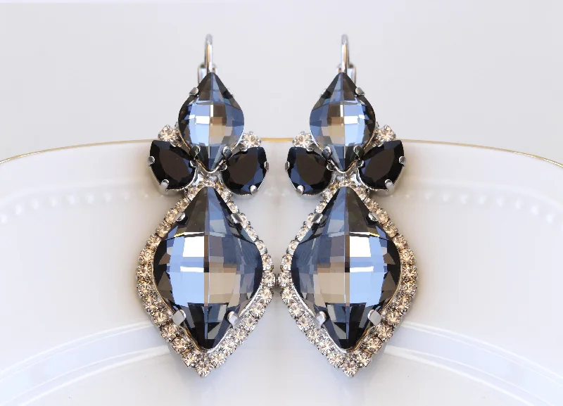 Drop Earrings with Chevron Designs -GRAY DROP EARRINGS